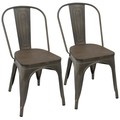 Lumisource Oregon-Farmhouse Stackable Dining Chair in Antique and Espresso, PK 2 DC-TW-OR DKESP2